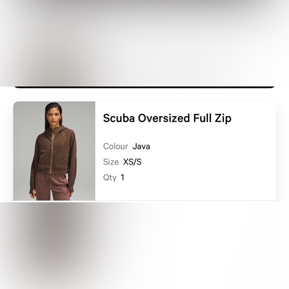 lululemon athletica Brown Scuba Oversized Full Zip Jacket with gold zipper - Picture 1 of 4
